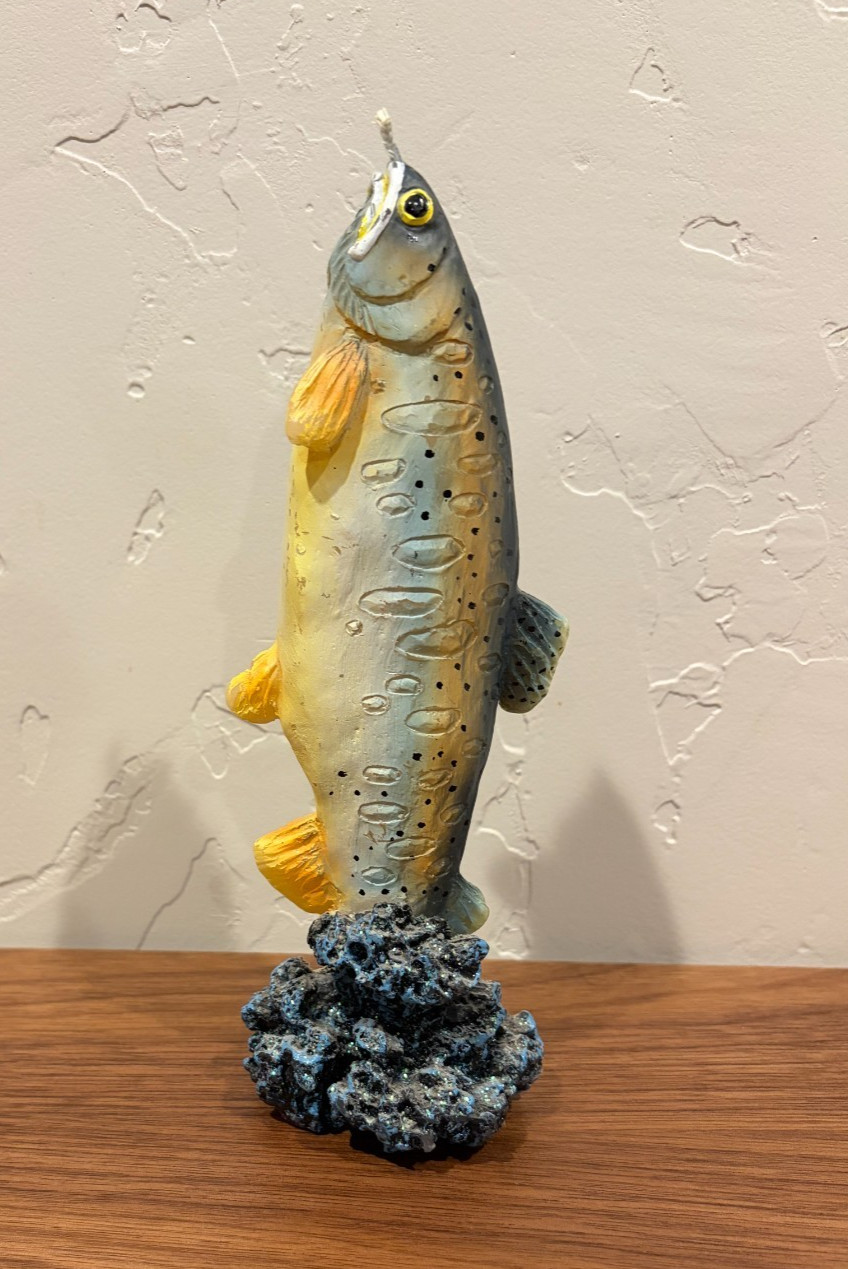 Life-Like 8″ Tall Rainbow Trout Candle Excellent Condition Unused No Box LOOK!