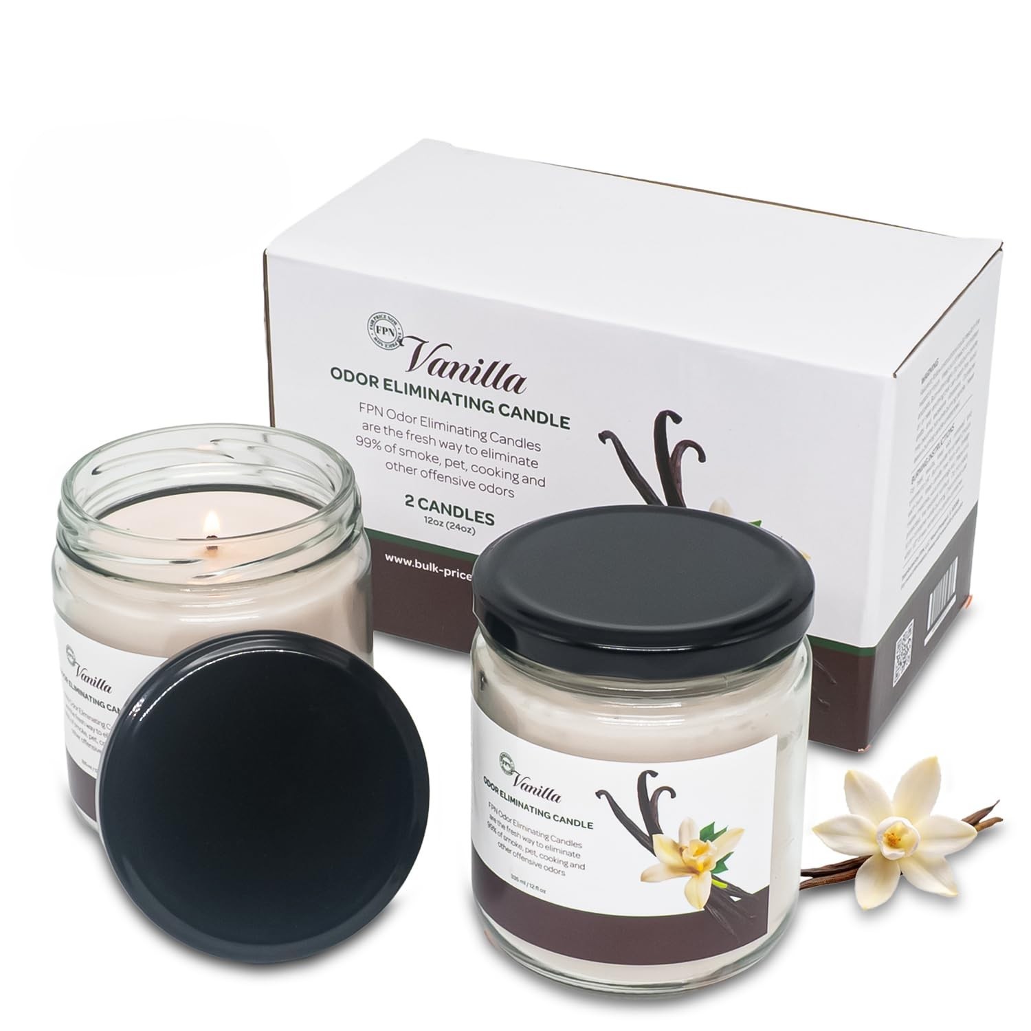 Odor Eliminating Candle Set – 2 Pack 12oz Soy Wax – Neutralizes Pet & Smoke Odor