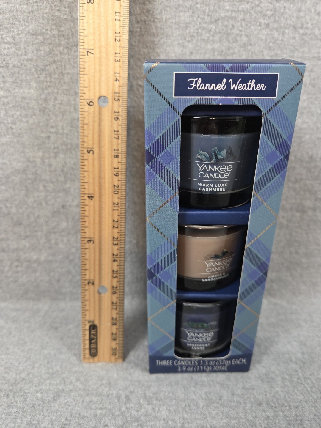 Yankee Candle Flannel Weather Set Three Each 1.3oz Scented Mini Candle Gift NEW