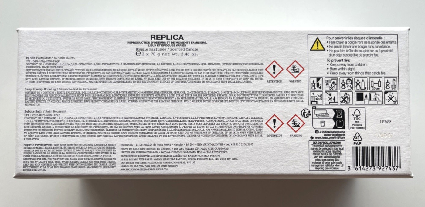 Maison Margiela Replica Candle Set By Fireplace Lazy Sunday Morning Bubble Bath