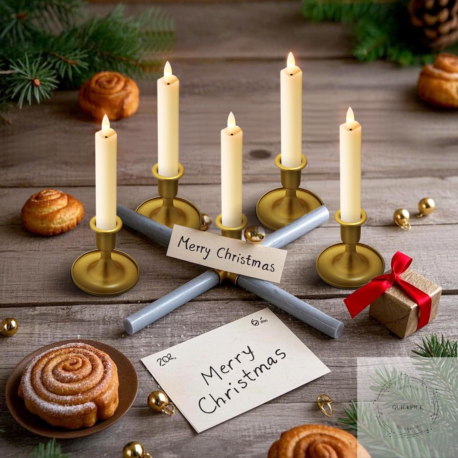Upgraded Real Wax Short LED Flameless Taper Candles with Remote, 6 PCS Ivory