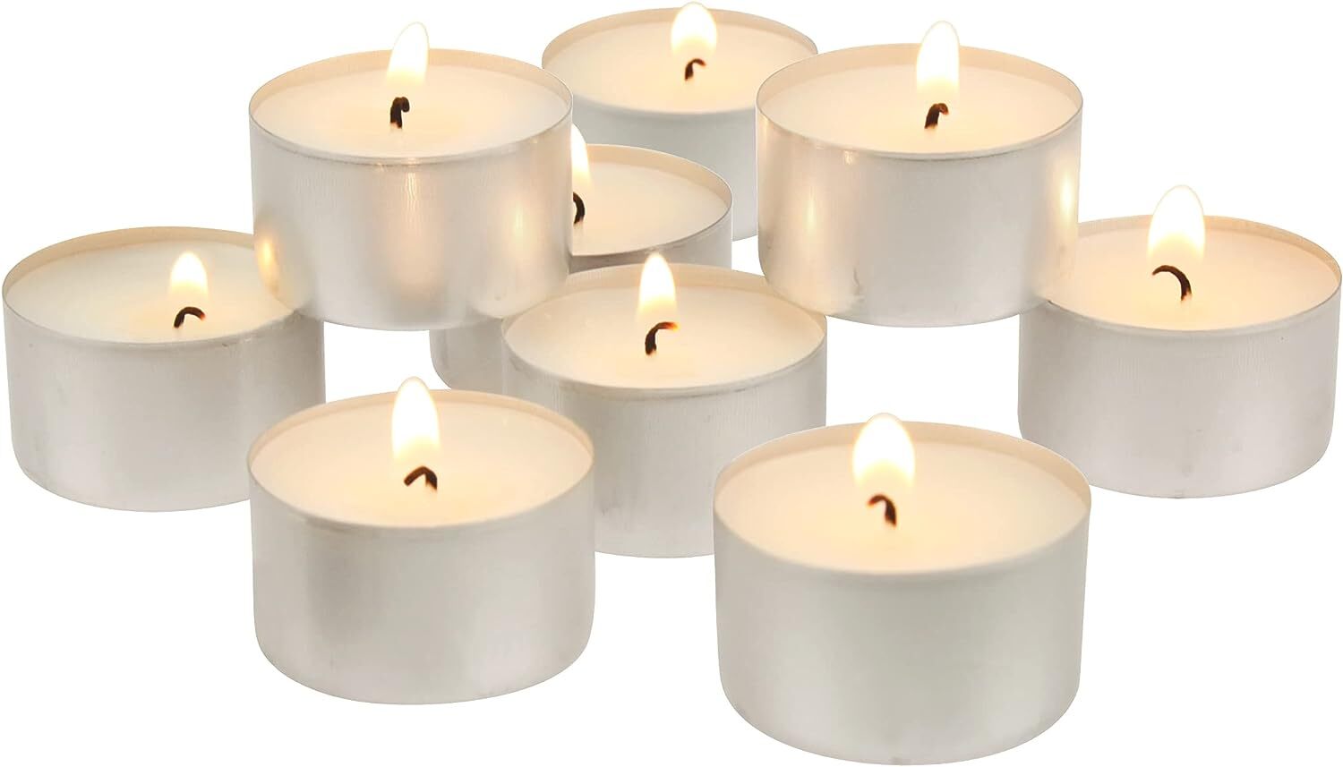 100/200 Pack 6-7 hr Long Burning Unscented Tea Light Candles Set Bulk Tea Lights