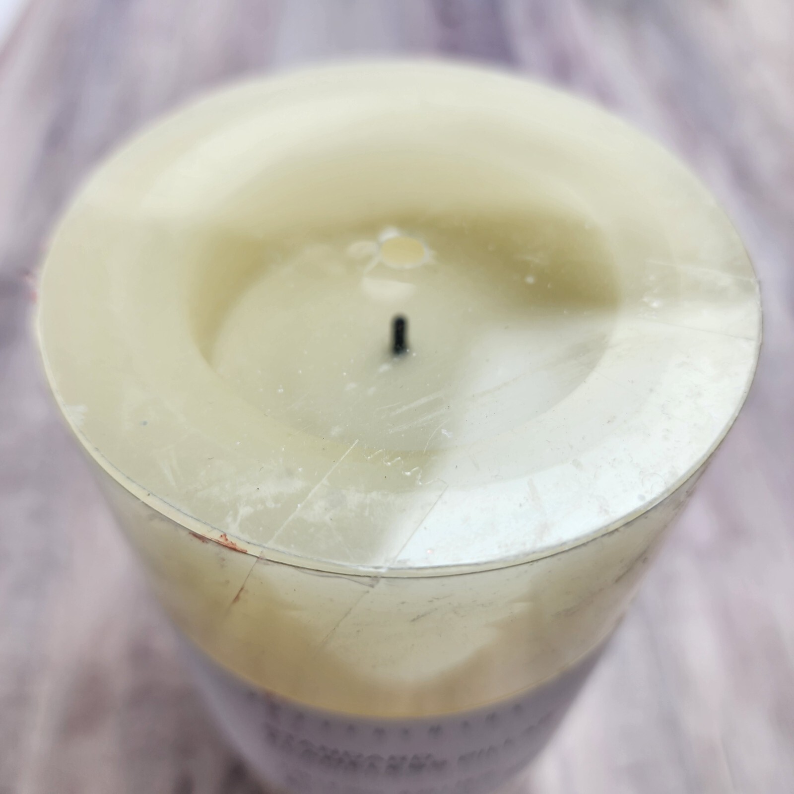 New Pottery Barn Standard Flameless Wax Pillar Candle Ivory 3.25 x 6 in