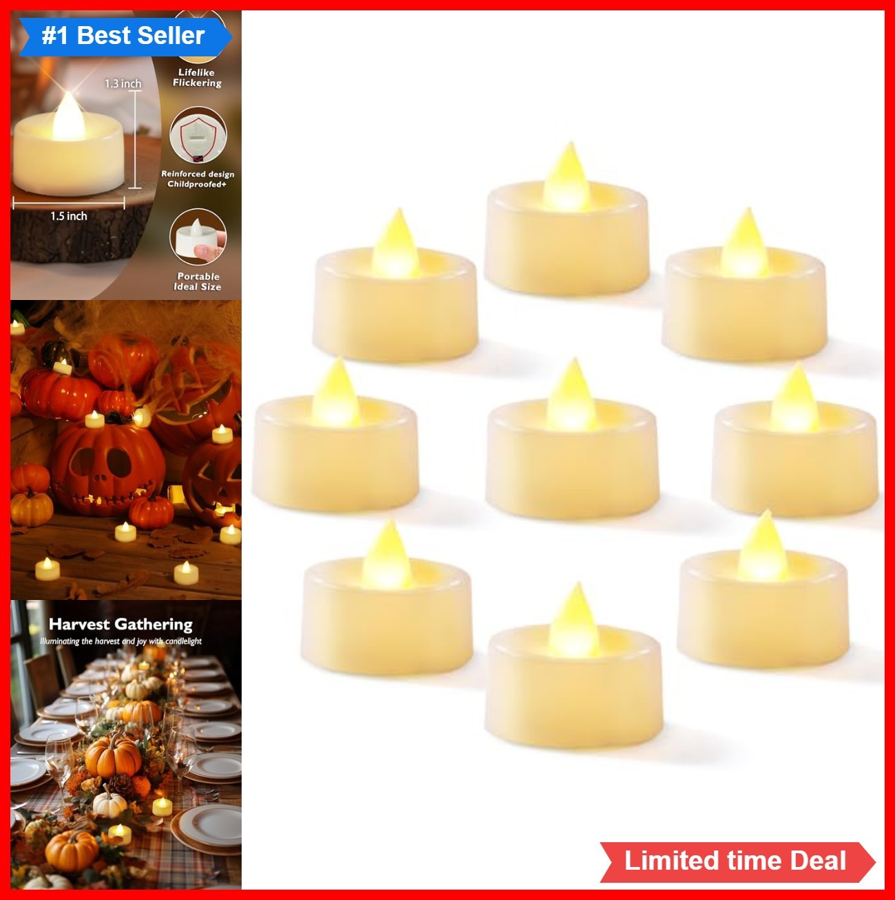 Flameless Tea Lights 100 Pack LED Flickering Candles Battery Operated Warm