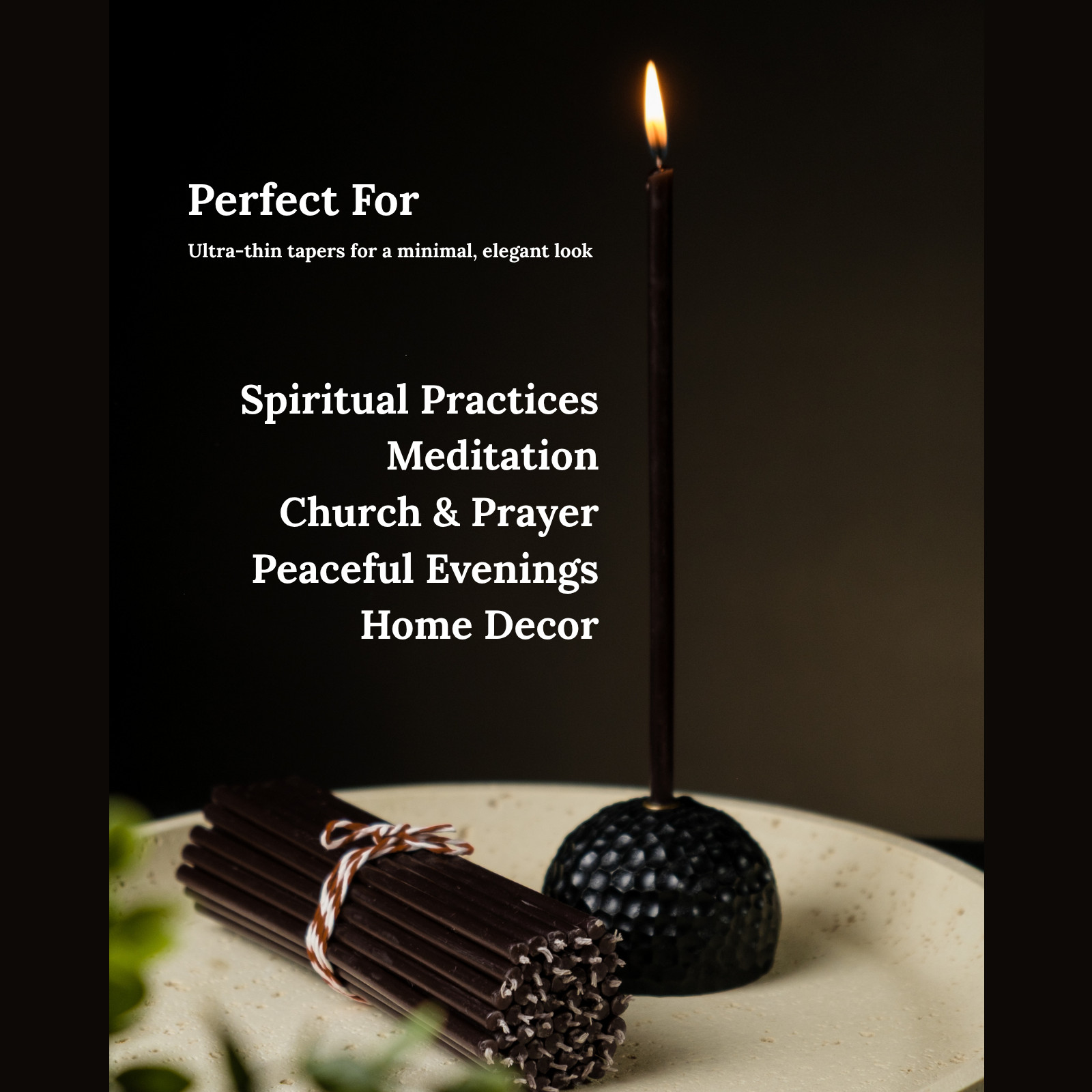 8″ Black Beeswax Taper Candles 0.26″ in diameter Slim Tapers 1hour 20min burn