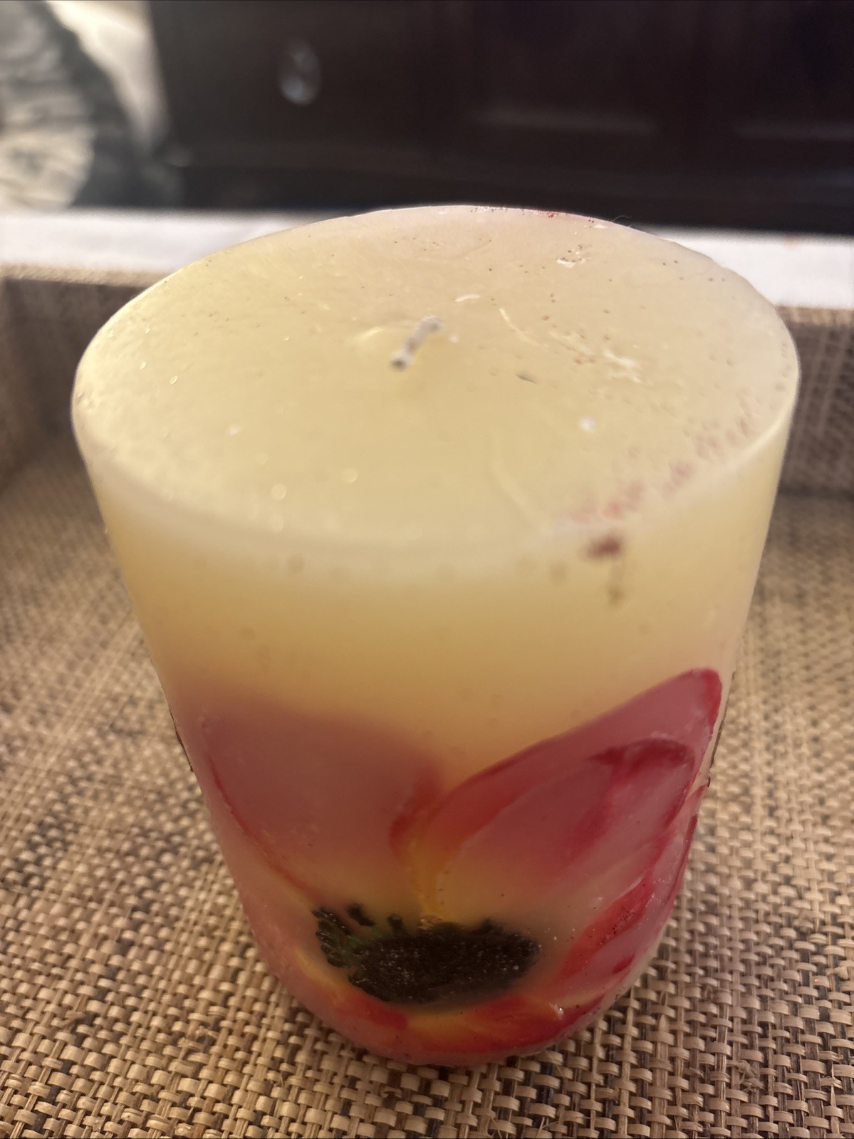 Embedded Flower Candle 4” Botanical Candle USA New Lightly Scented