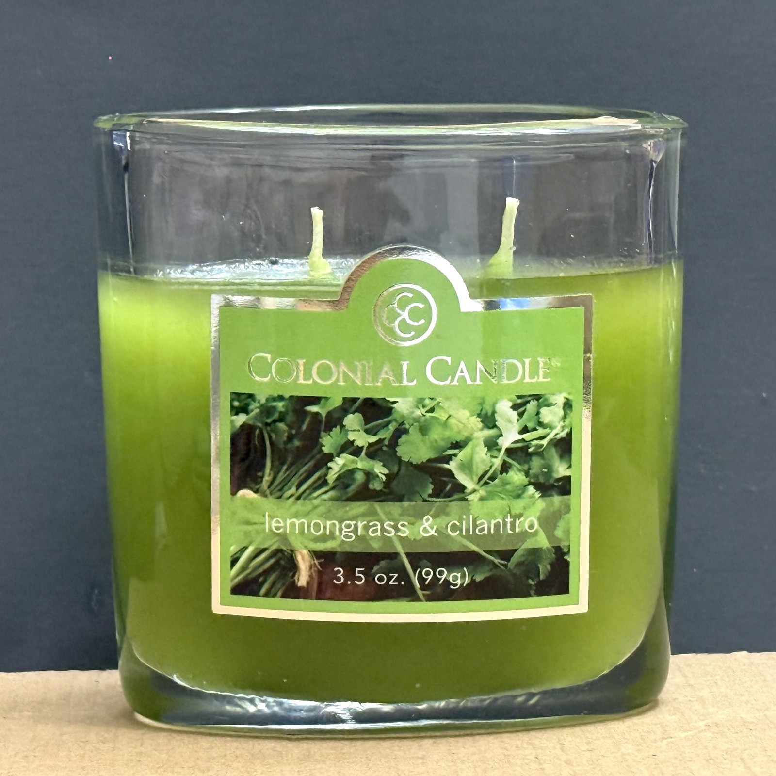 Colonial Candle LEMONGRASS & CILANTRO Candle 3.5 oz Oval Jar 2 Wick