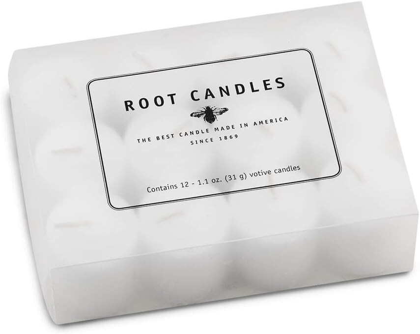 Root Unscented 10-Hour Votives, Box of 12 – White (10117U)