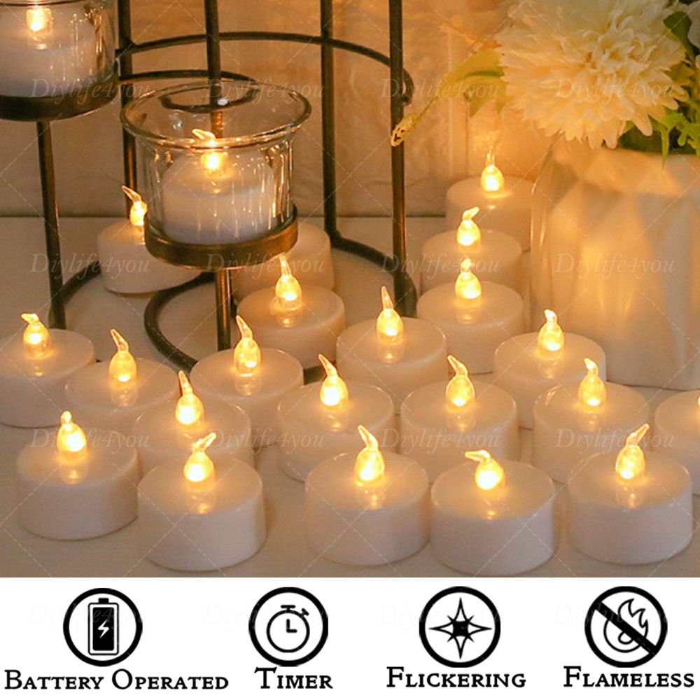 24Pack LED Tea Lights Flickering Flameless Candles Battery Operated with Timer