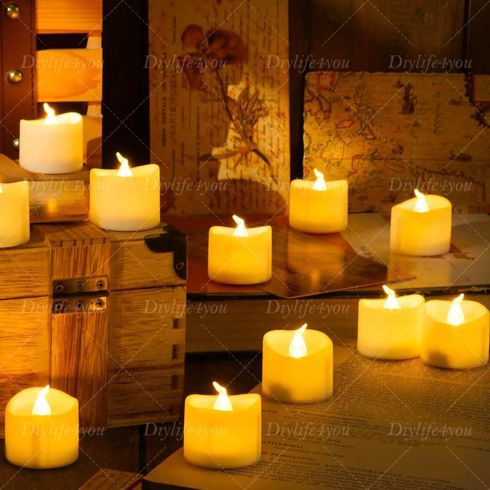 12/24PCS LED Tea Lights Flickering with Remote Candles Votive Battery Operated