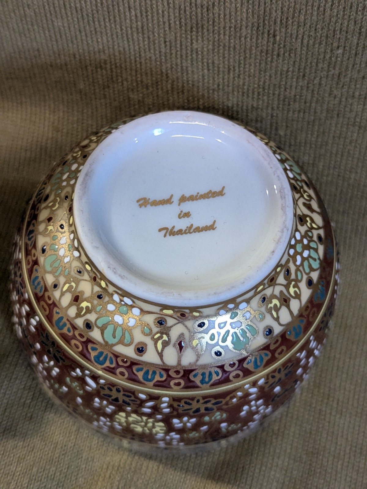 HTF Pottery Barn Scented Candlepot Hand Painted Urn Thailand NIB