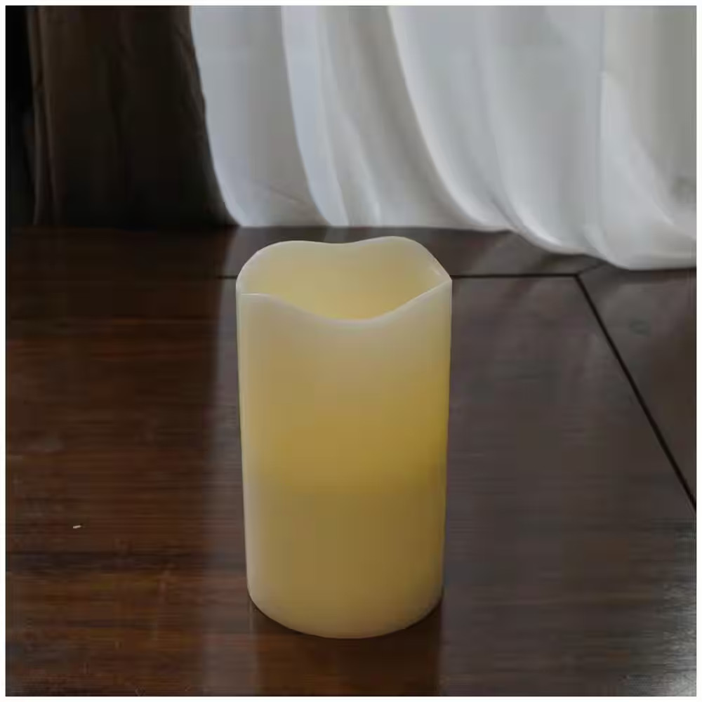 4 In. X 6.75 In. Ivory Flameless Wax Candle