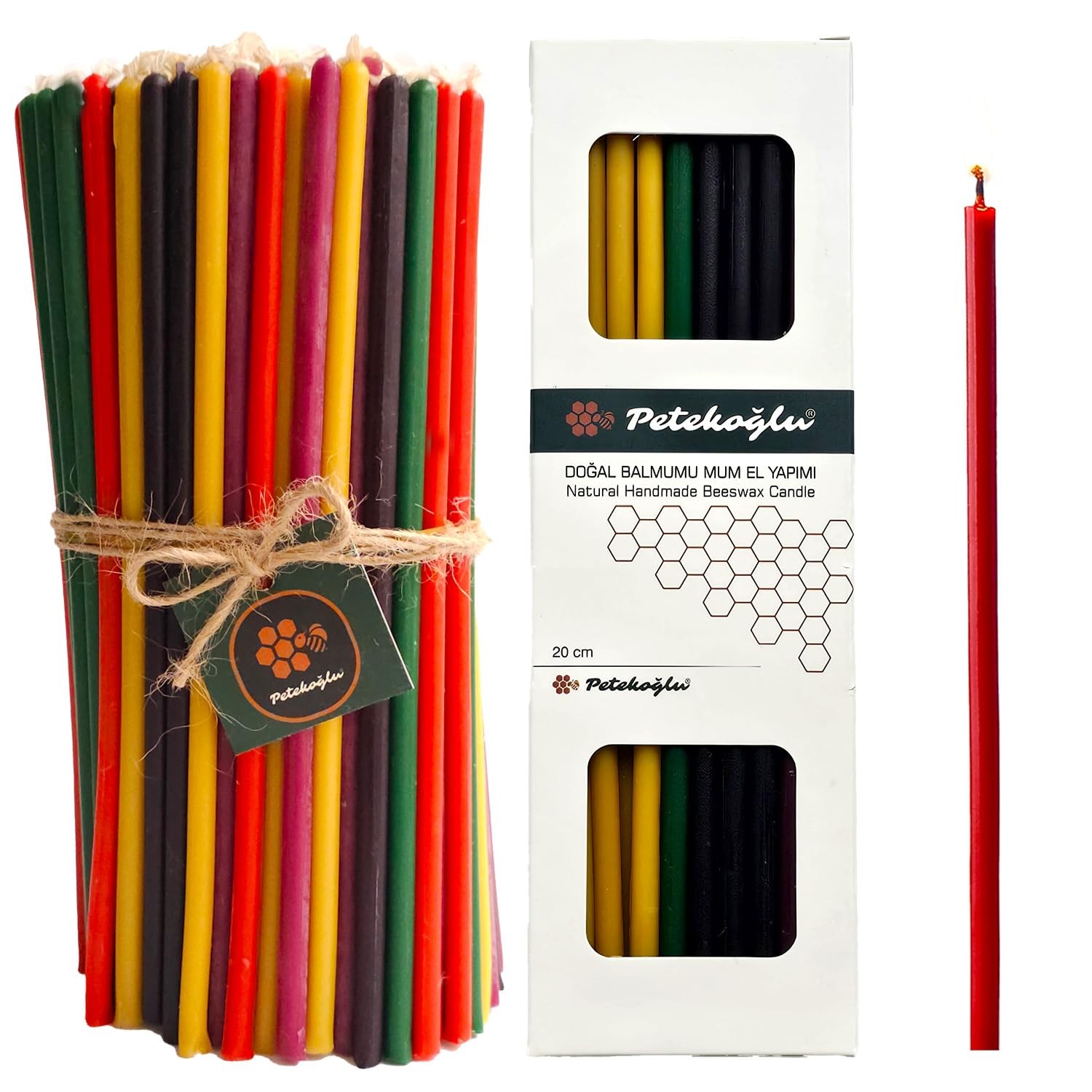 40 Pieces Pure Beeswax Candles – No-Drip, Smoke-Less, Tall, Thin Taper Decorativ