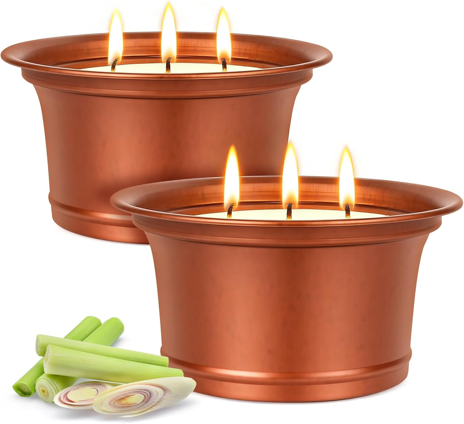 Citronella Candles Outdoor, 2 Pack Large Citronella Candles, Three Wick Lemongra