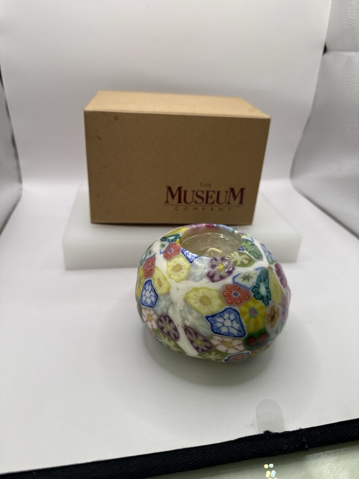 The Museum Company Millefiori Art Candle embedded in Wax w/box Vintage NEW
