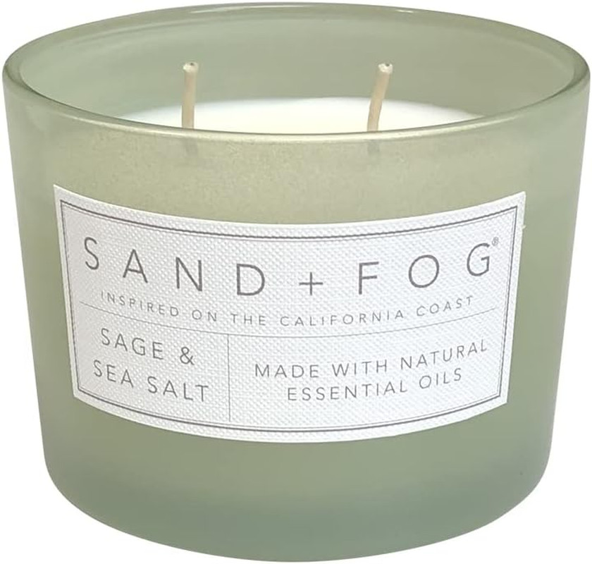 Scented Candle – Sage & Sea Salt – Additional Scents and Sizes – 100% Cotton Lea