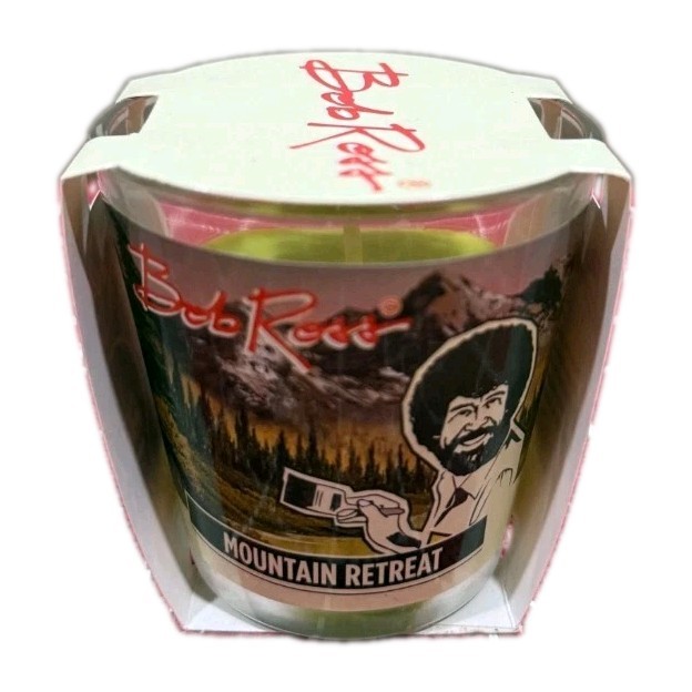 New Complete Set of 4 Bob Ross 3OZ Glass Single Wick Scented Candles Happy Trees