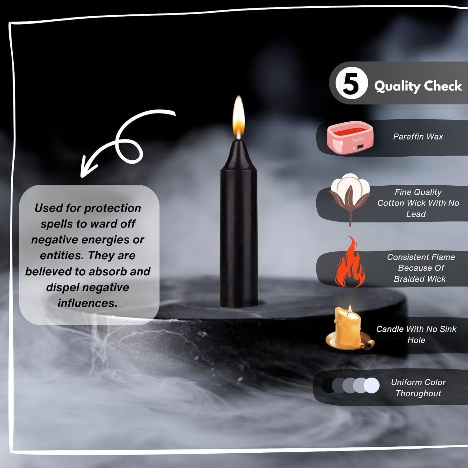 Box of 12 Black Candles | 4 inches Dripless Paraffin Wax Candles | Witchcraft…