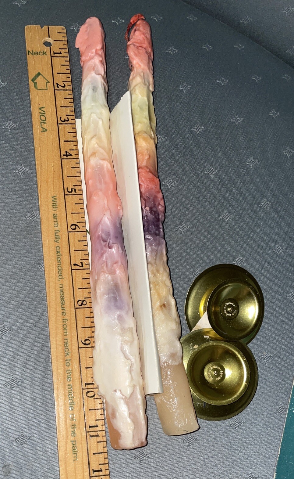 Vintage 1970s Colorful Multi-Color Drip EIKA Candles 11.5”, W/Stand, Germany