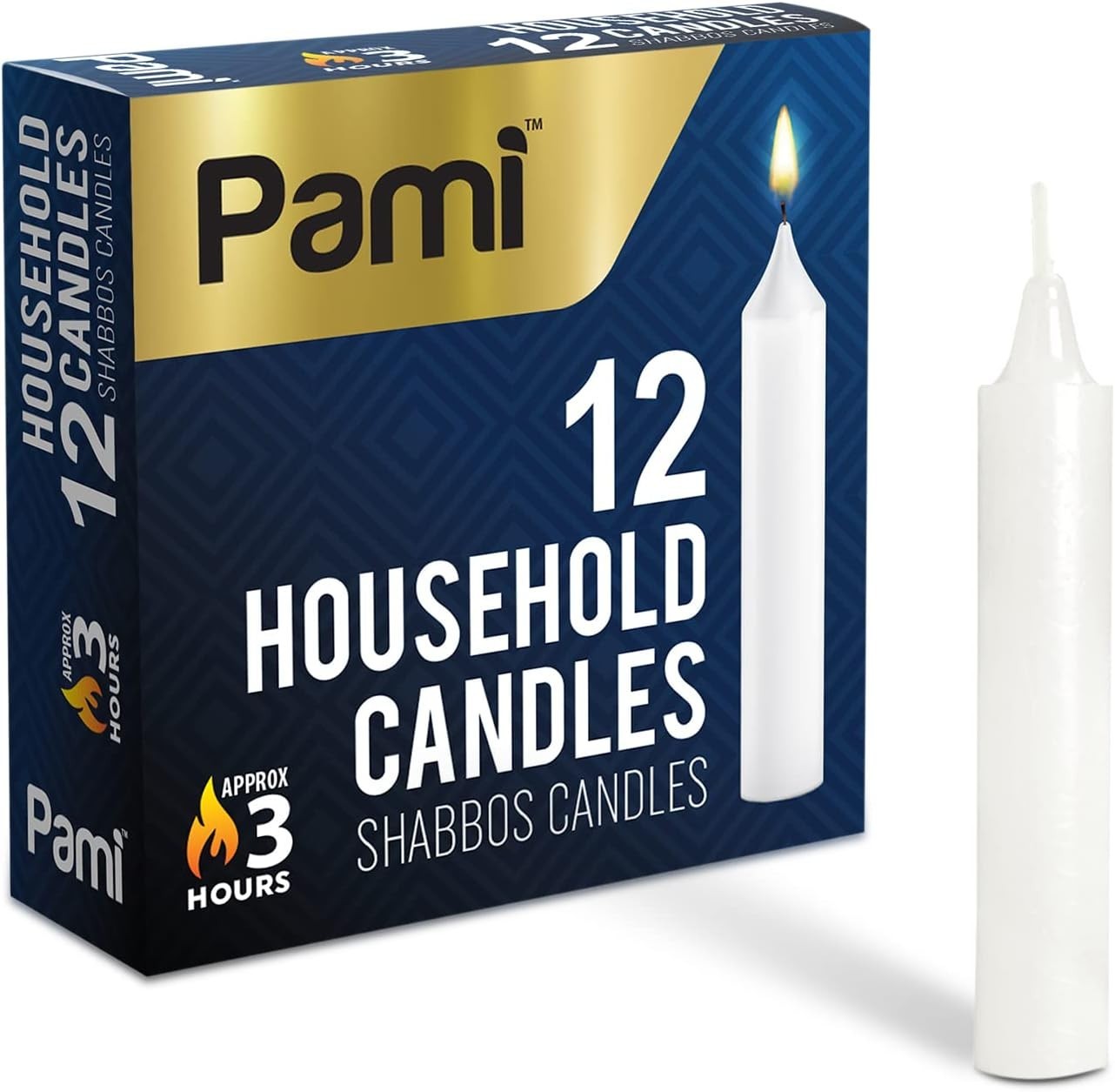 Tall Shabbat Taper Candles Unscented 3-Hour Burn Paraffin Dinner Candle 24–288ct