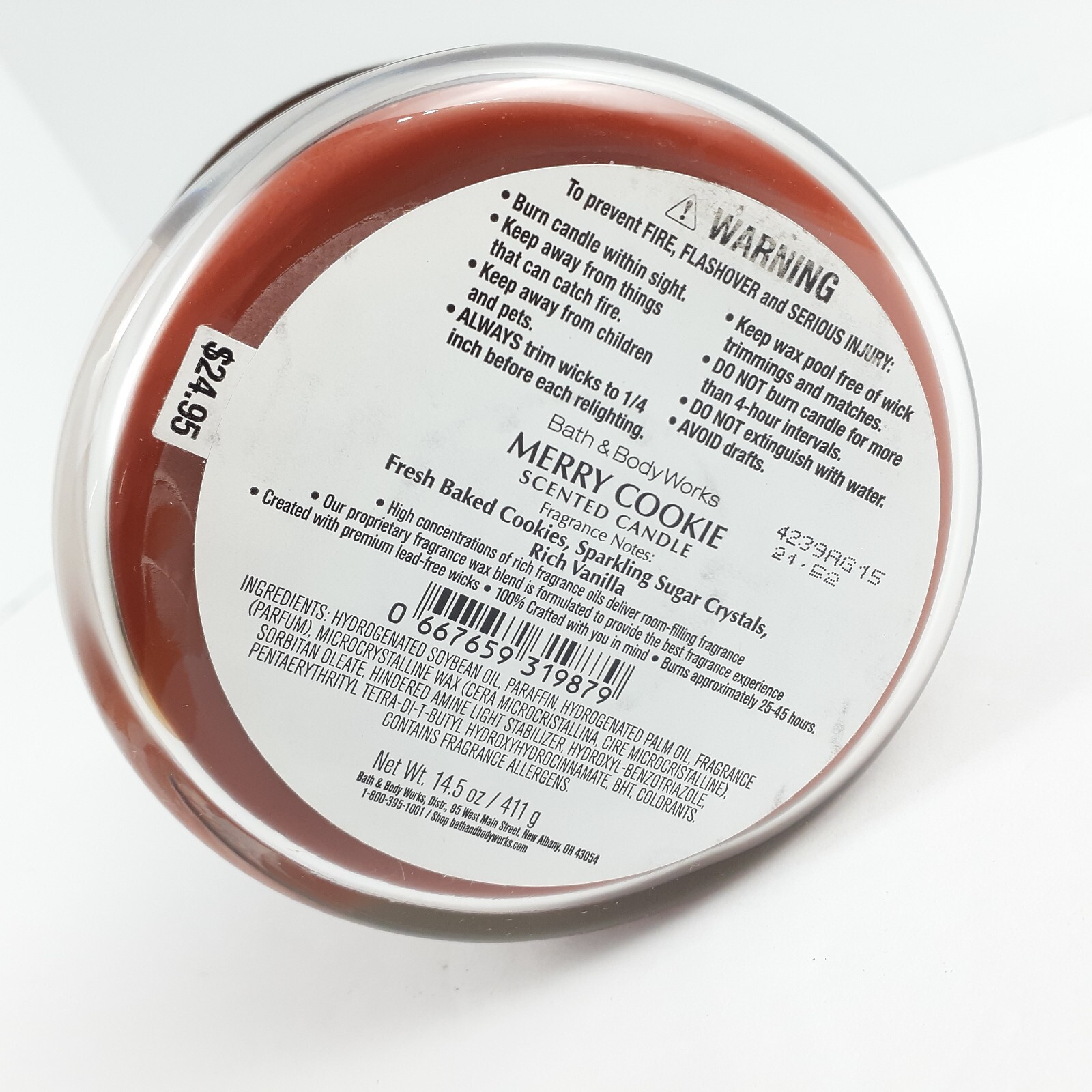 Bath & Body Works Merry Cookie Scented 3 WICK CANDLE Burns 25-45 Hrs 14.5oz