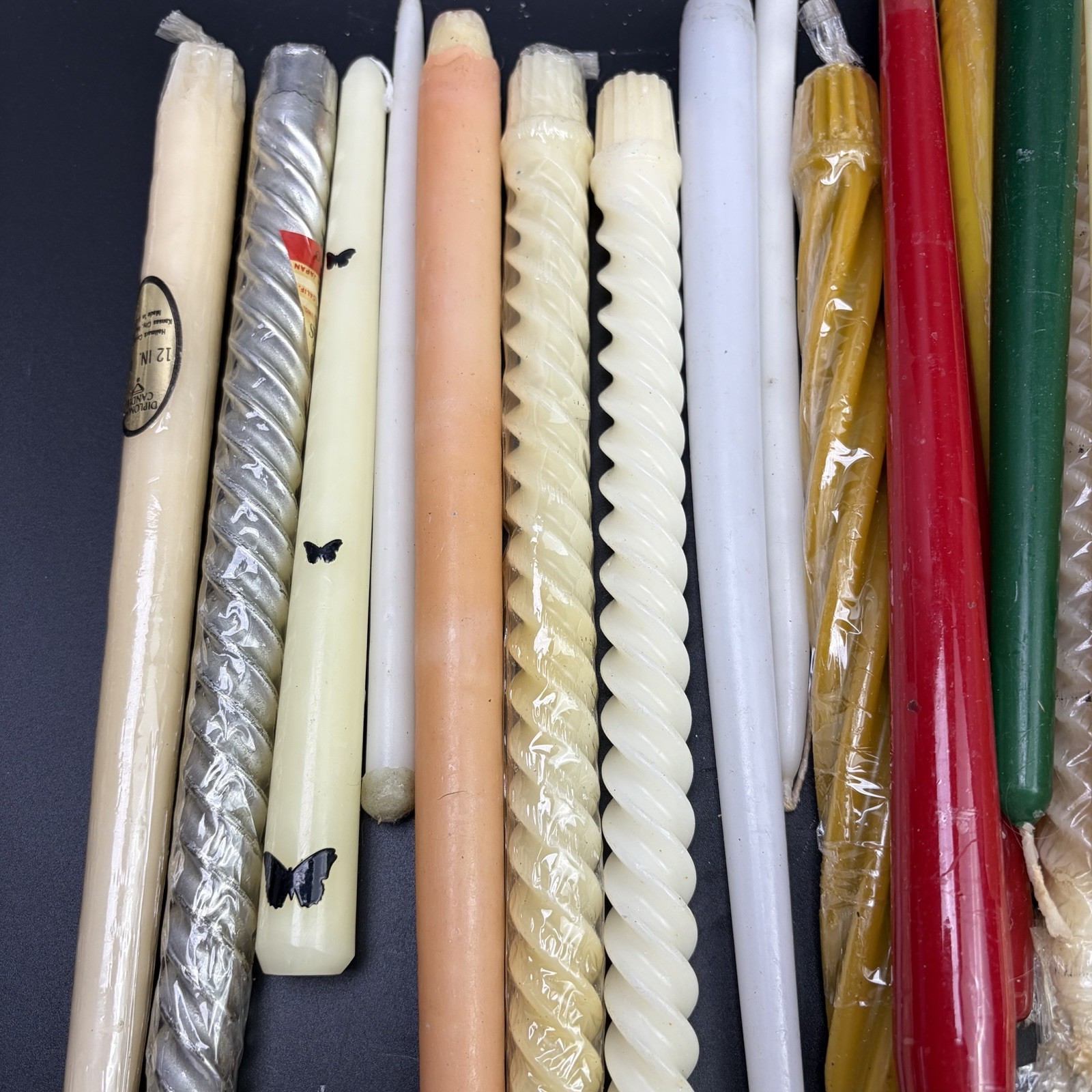 Mixed Lot of 42 Taper Candles Including Simon Red White Green Christmas