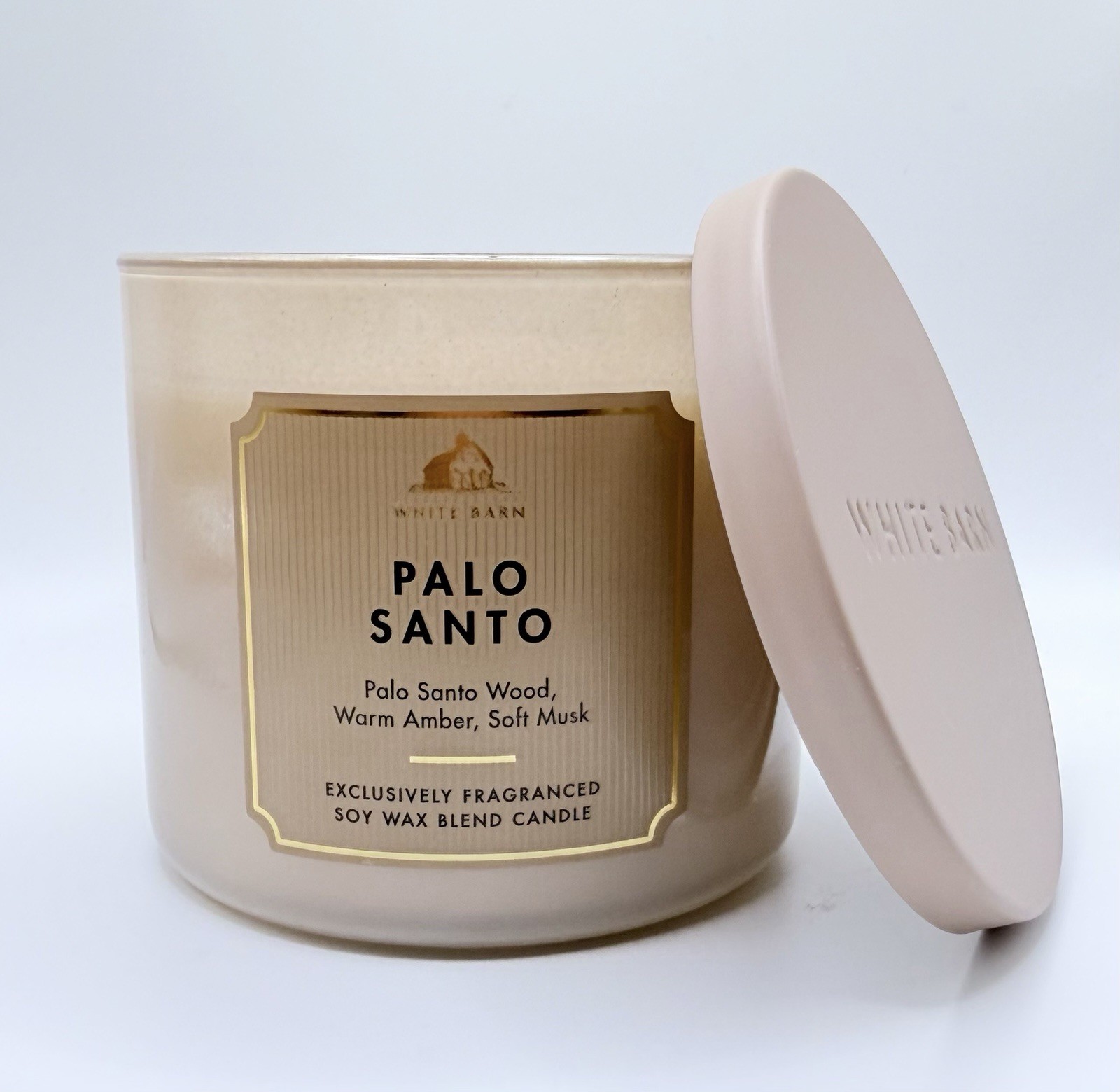 NEW Bath & Body Works Palo Santo White Barn Fragranced 3 Wick Candle Wood Amber