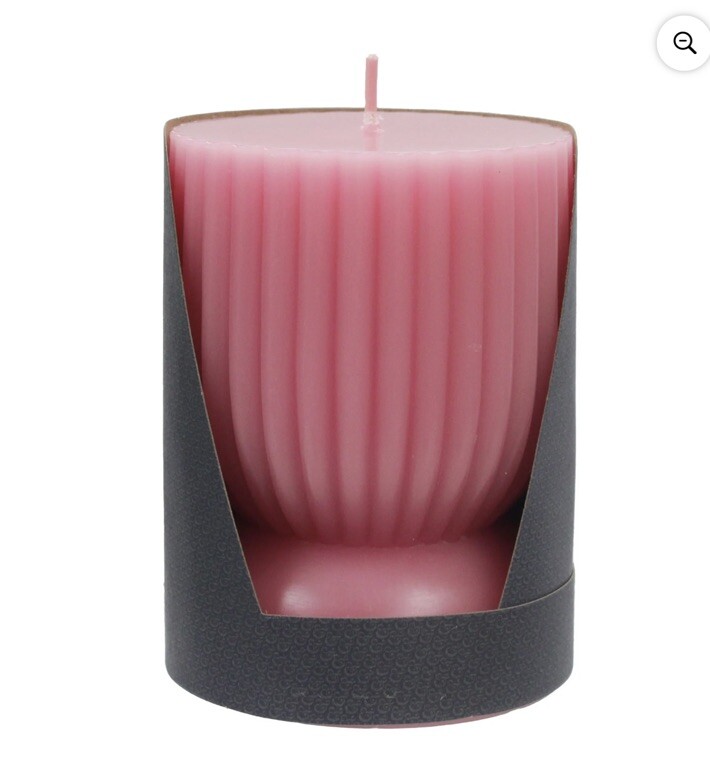 Better Homes & Gardens Unscented Ribbed Pillar Candle, 3×4 Inches, Pink