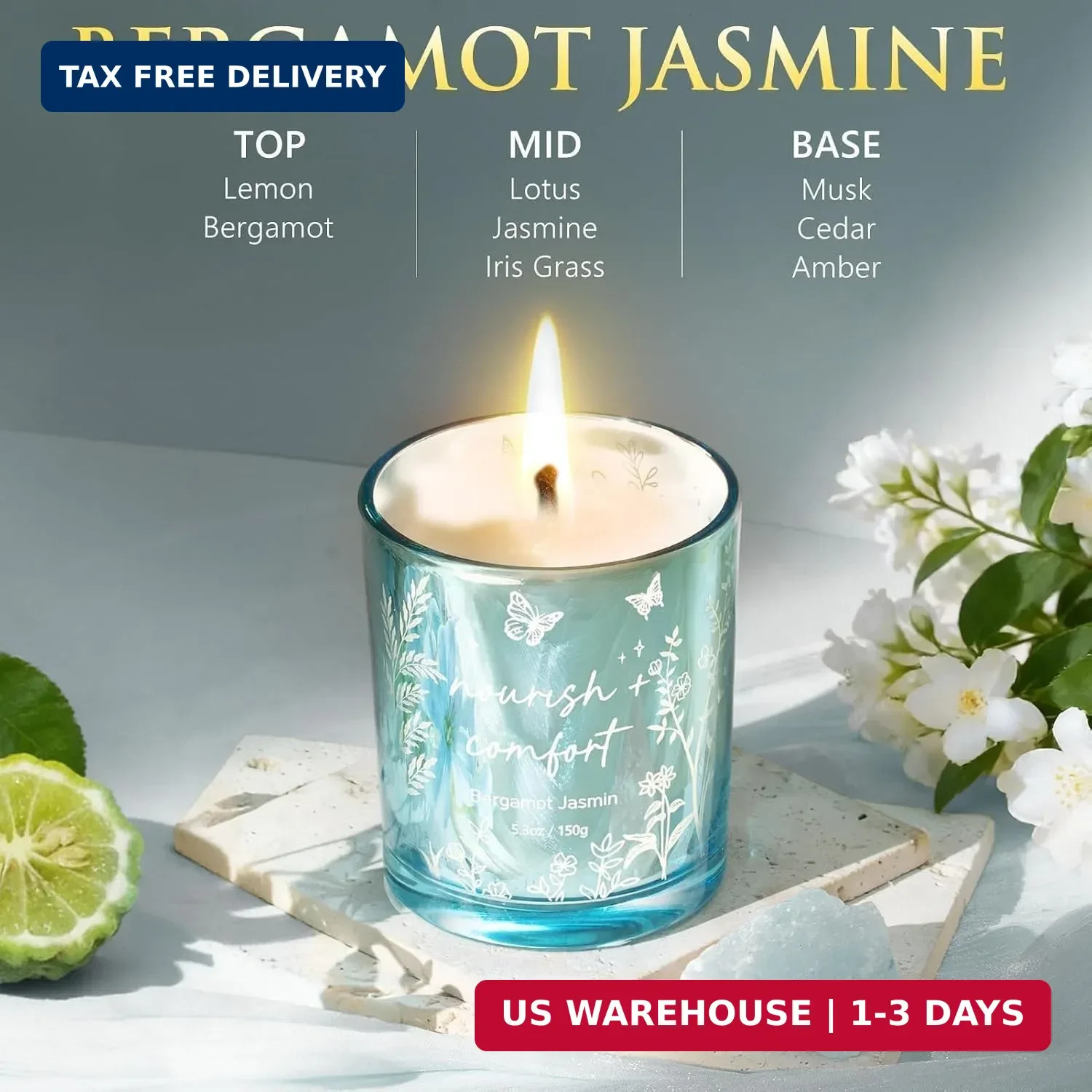 Scented Candles for Women, 3 Pack Soy Wax Candle Gift Sets for Home Scented | Ho