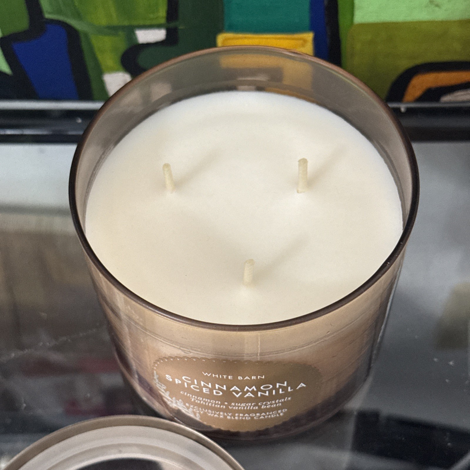New Cinnamon Spiced Vanilla 3 Wick Candle White Barn Bath&Body Works