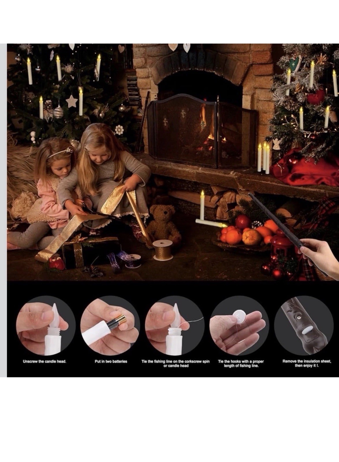 12 LED Flameless Floating Candles Magic Wand Remote Holiday Decor