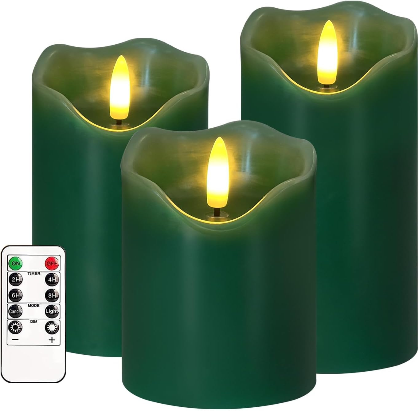 Set of 3 Flameless LED Candles Remote Timer Flickering Fall Halloween Decor