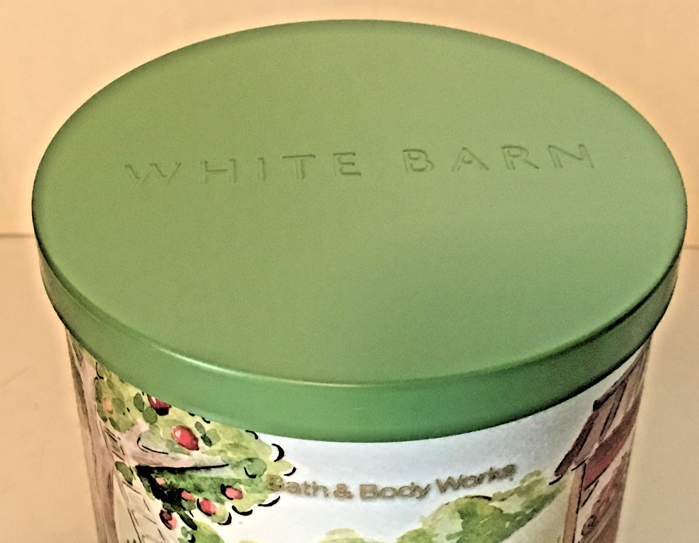 CIDER LANE CANDLE LARGE 3 WICK 14.5 OZ BATH BODY WORKS WHITE BARN GREEN NEW FALL