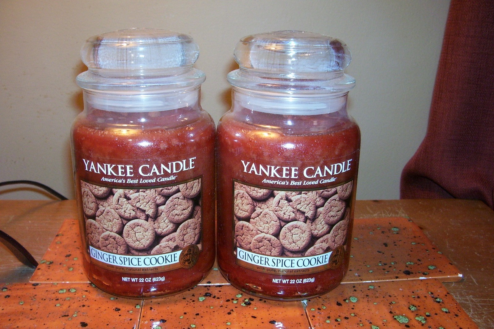 yankee candle 2-22oz JARS GINGER SPICE COOKIE + 2 TARTS