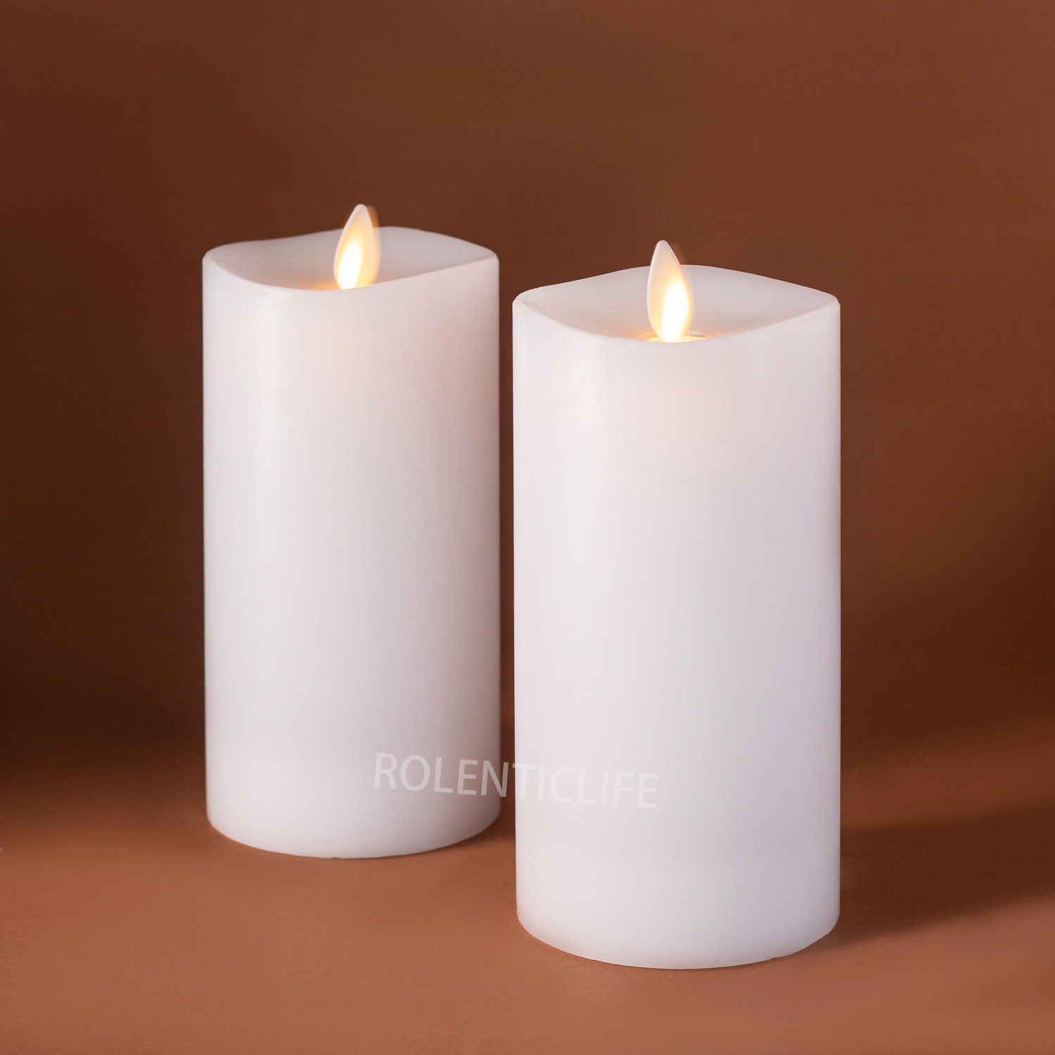 Luminara Flameless LED Moving Flame Pillar Wax Candles with Remote White 3″x6.5″