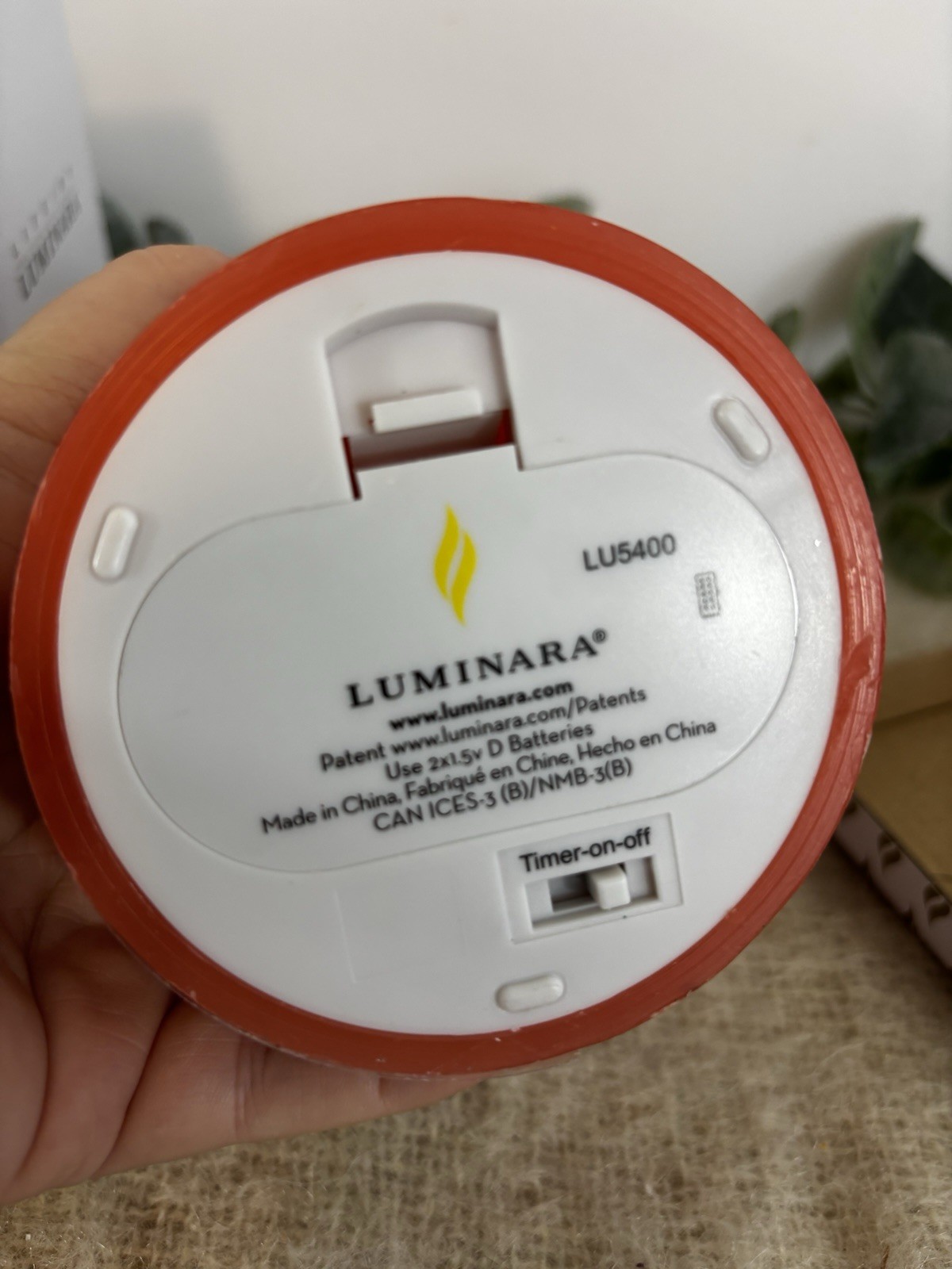 Luminara Pillar Flameless Candle Orange 3.5×5.75 LU5400 Indoor Outdoor