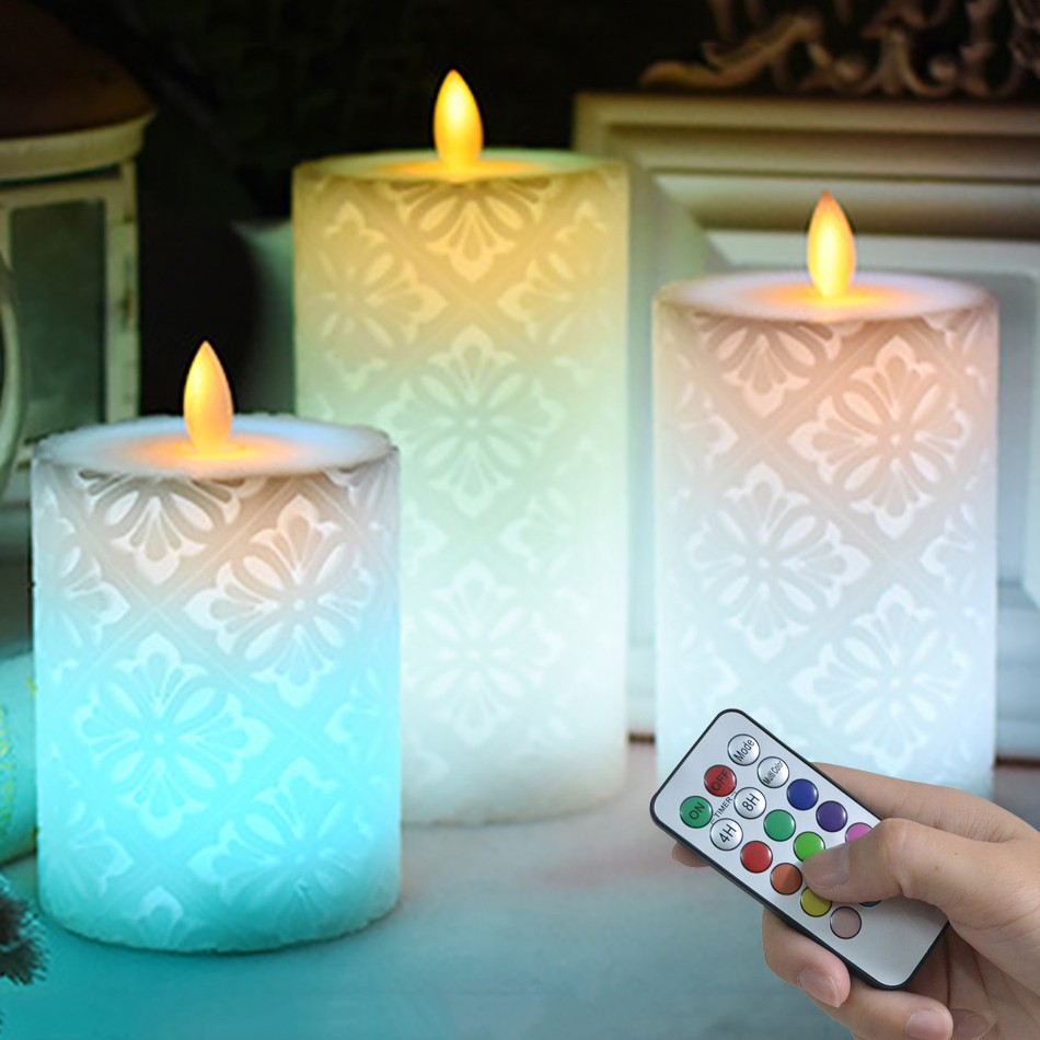 1PC LED Flameless Candles Flickering Candles with Remote Timers Christmas Decor