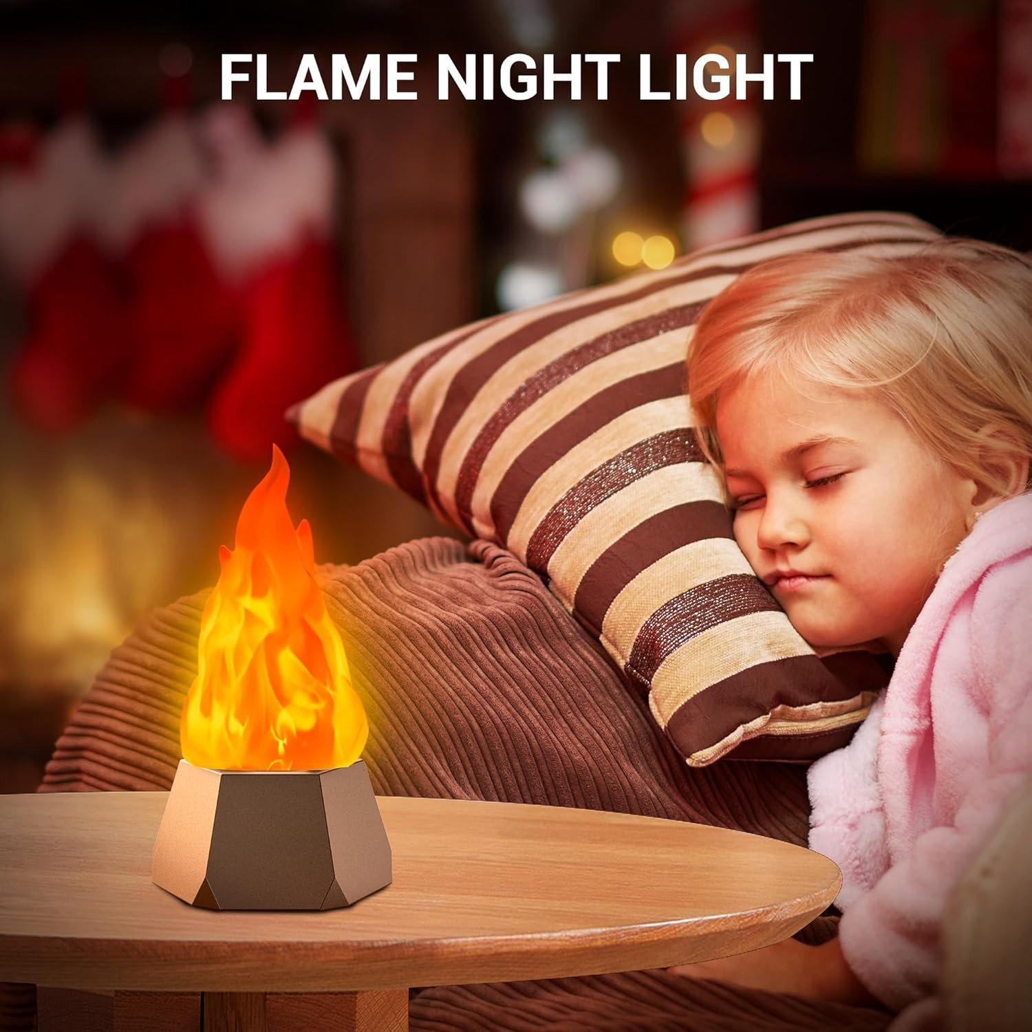 3-Mode LED Flame Lamp, USB Rechargeable Flickering Fire Light for Outdoor/Indoor