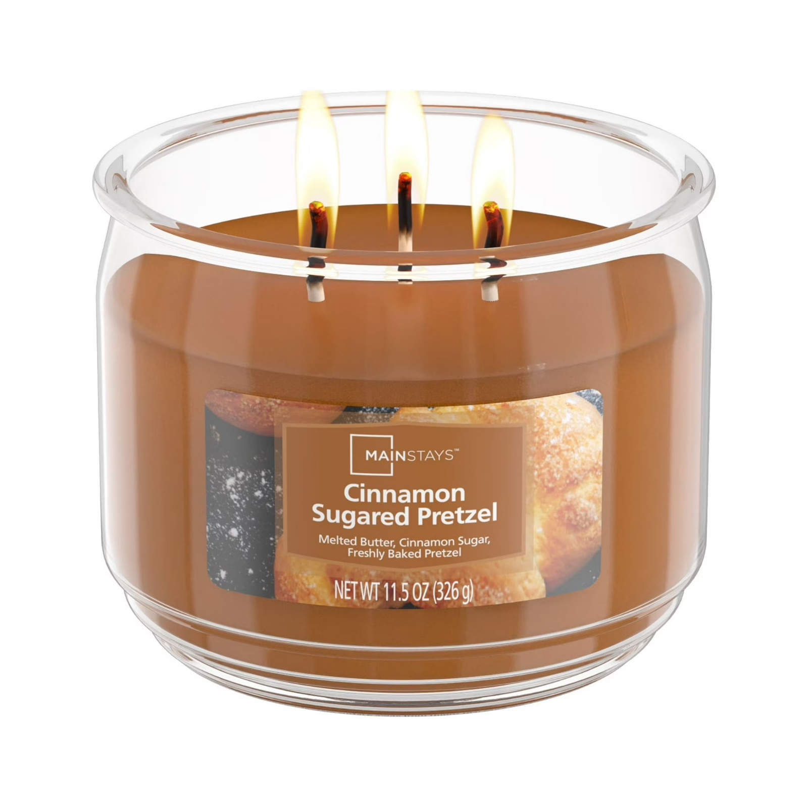 Pack of 2 ,3-Wick Cinnamon Sugared Pretzel Scented Glass Jar Candle, 11.5 oz …