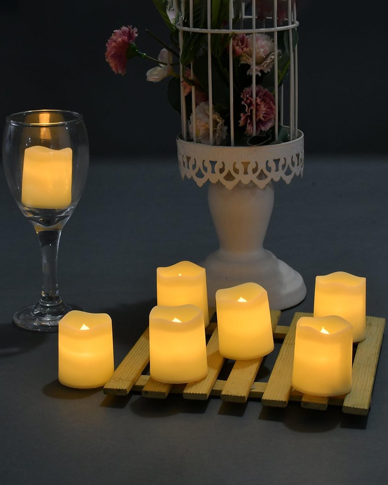 SHYMERY Flameless Votive Candles,Flameless Flickering Pack of 24, Warm White