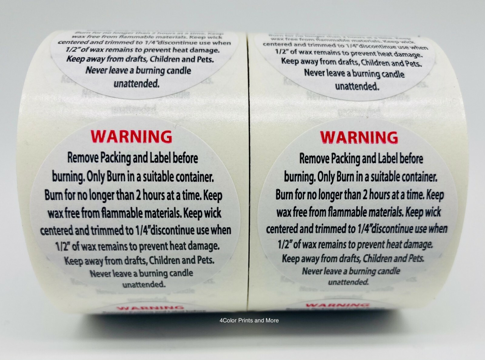 500 1.5″ Round Candle Stickers Wick Burning Direction Warning Labels (10 Rolls)
