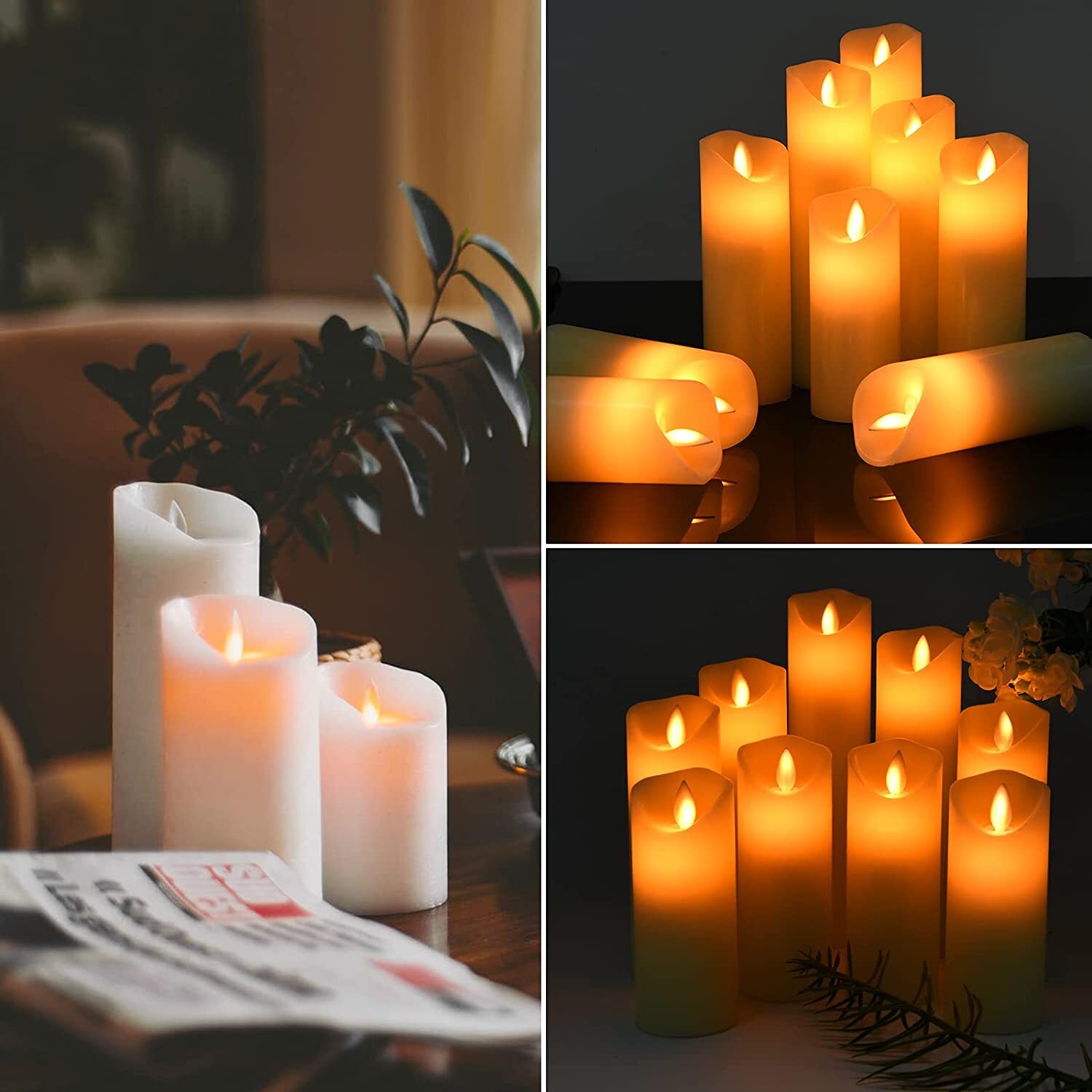 9Pcs LED Real Wax Remote Control Flameless Candles Party Romantic New Decoration