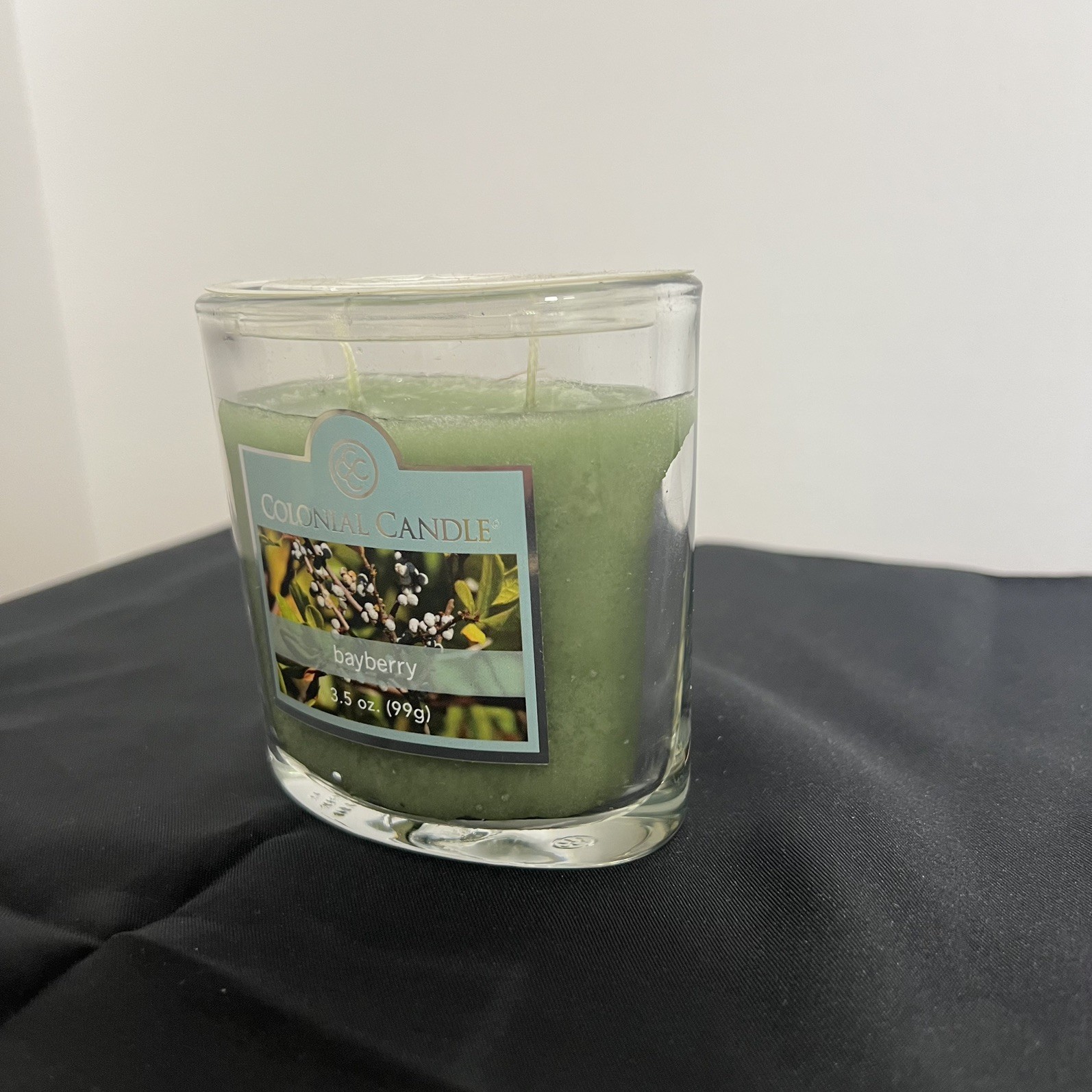 NEW 3.5 oz Green Bayberry Scent Jar Candle 2 Wick Mottled Wax Candle Home Scent
