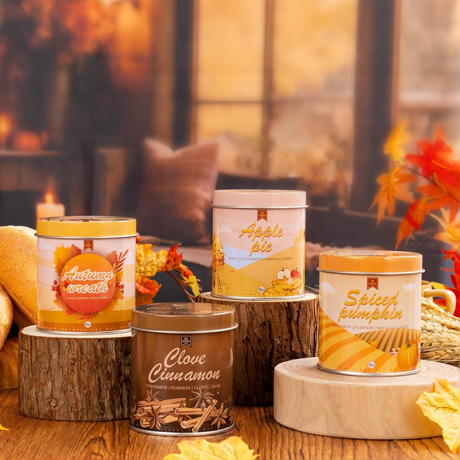 36Oz Scented Fall Candles Set, 4Pack Aromatherapy Soy Wax Candles House Warming