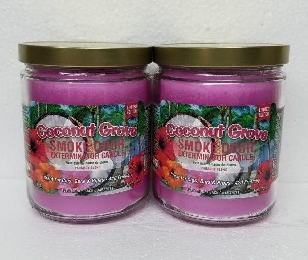 Smoke Odor Exterminator 13 oz Jar Candle, Coconut Grove Set of Two Candles.
