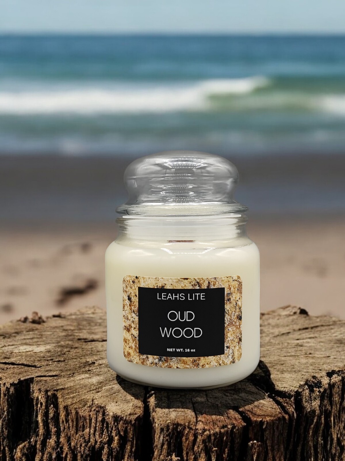 Wood wick * OUD WOOD * Tom Ford TYPE * scented * Leah’s Lite Candle * 16 OZ