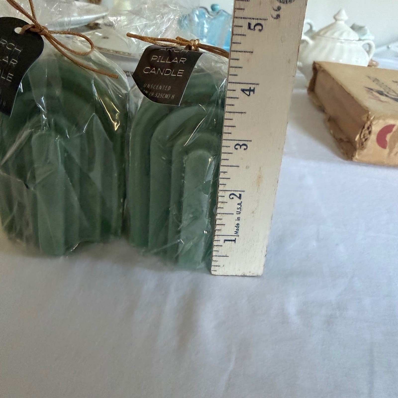 Threshold Lot Arch Pillar Candle Set of 2 and Set of 4 Napkin Rings Modern Decor