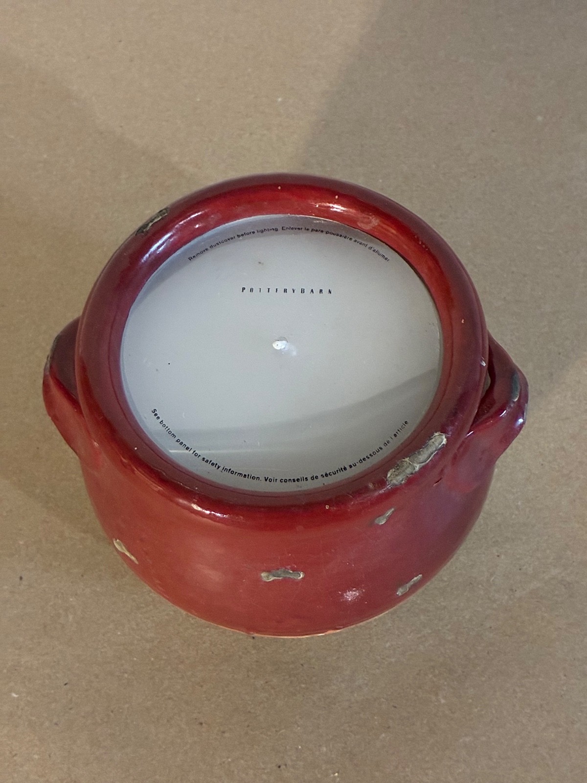 Pottery Barn Sonoma Red Candlepot, Small, Unscented