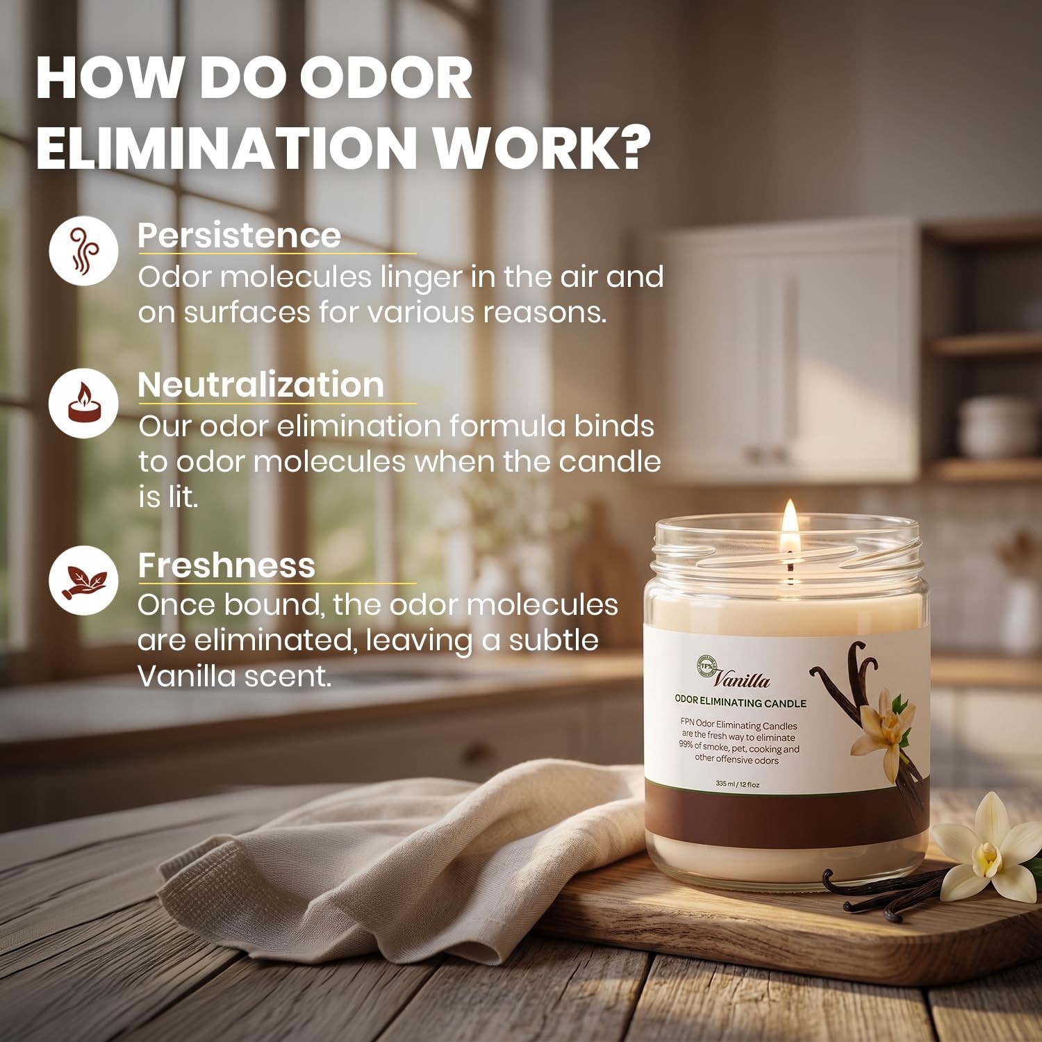 Odor Eliminating Candle Set – 2 Pack 12oz Soy Wax – Neutralizes Pet & Smoke Odor