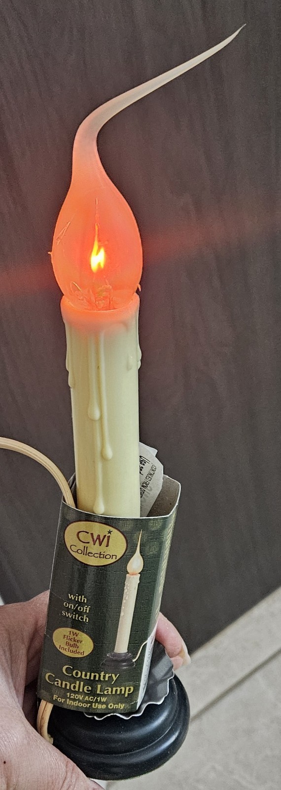 Rustic Country Candle Lamp 5 & 7 Inch On/Off Switch Metal Trim Plug-in Electric